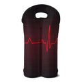 Red Heartbeat Print Double Neoprene Wine Tote