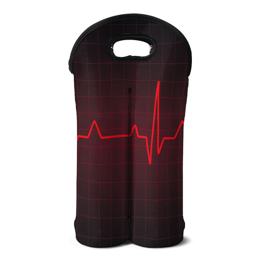 Red Heartbeat Print Double Neoprene Wine Tote