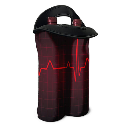 Red Heartbeat Print Double Neoprene Wine Tote