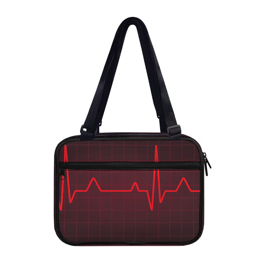 Red Heartbeat Print Double Strap Bible Bag
