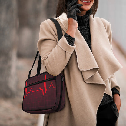 Red Heartbeat Print Double Strap Bible Bag