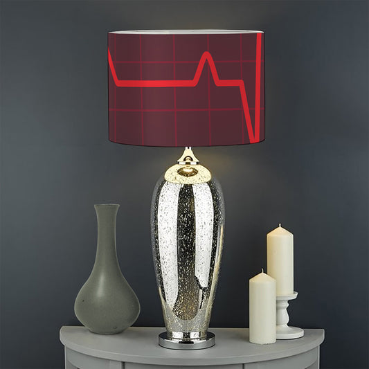Red Heartbeat Print Drum Lamp Shade