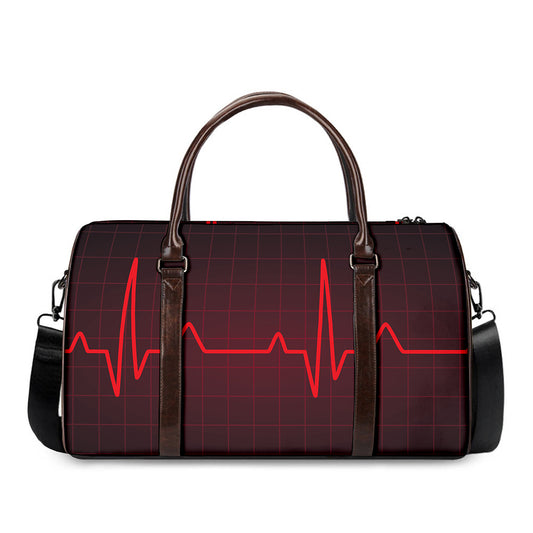 Red Heartbeat Print Duffle Bag