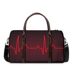 Red Heartbeat Print Duffle Bag