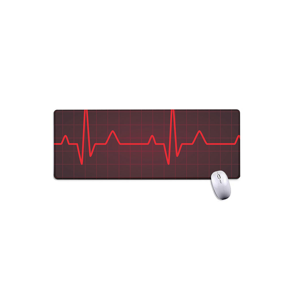 Red Heartbeat Print Extended Mouse Pad