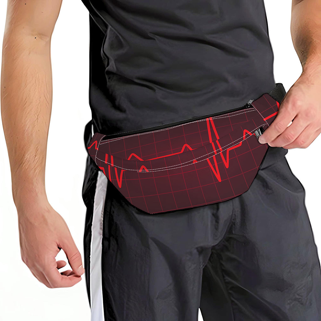 Red Heartbeat Print Fanny Pack