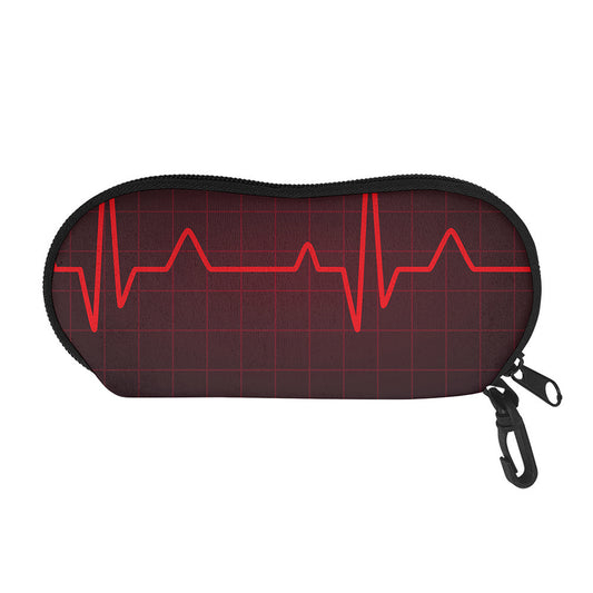 Red Heartbeat Print Glasses Case