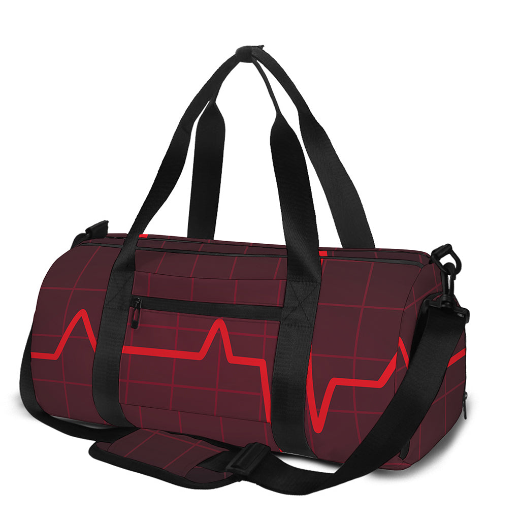 Red Heartbeat Print Gym Bag