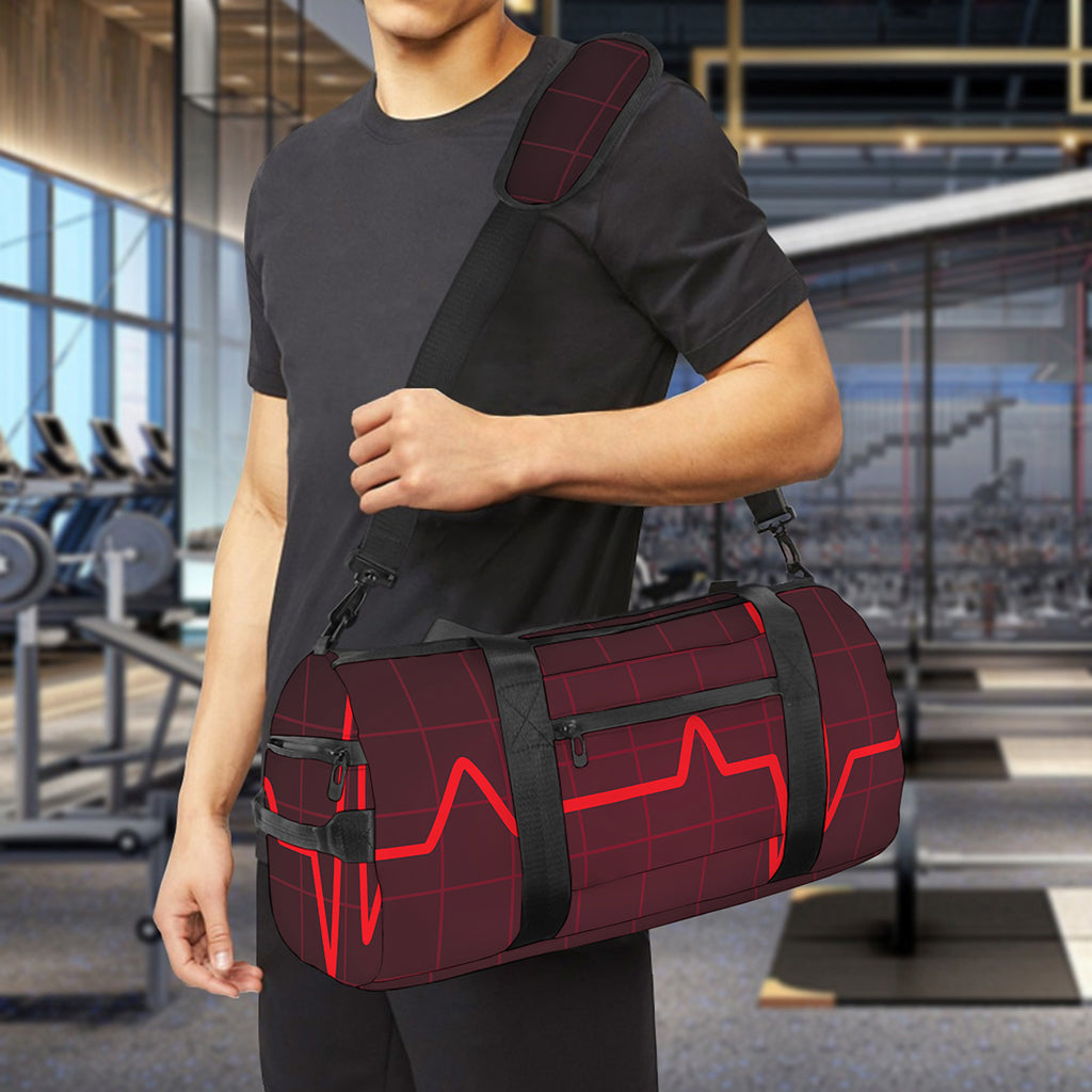 Red Heartbeat Print Gym Bag