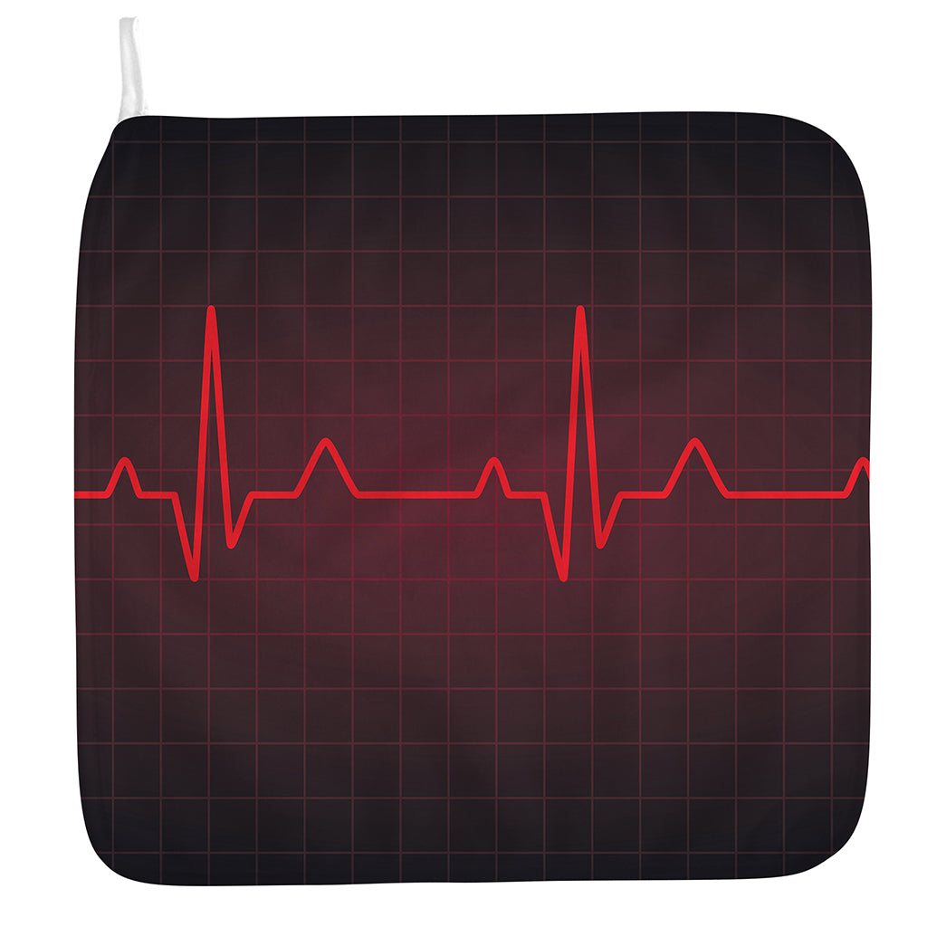 Red Heartbeat Print Hand Towel
