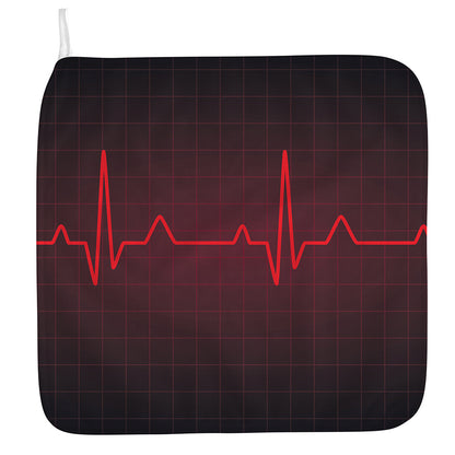 Red Heartbeat Print Hand Towel