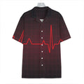 Red Heartbeat Print Hawaiian Shirt