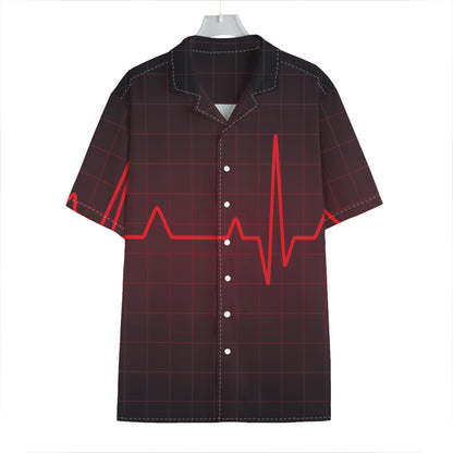 Red Heartbeat Print Hawaiian Shirt