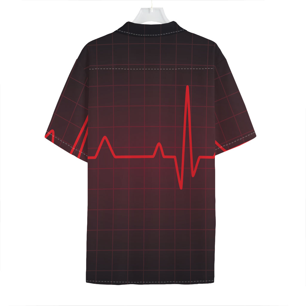 Red Heartbeat Print Hawaiian Shirt