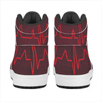 Red Heartbeat Print High Top Leather Sneakers