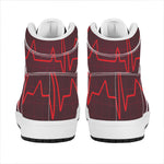 Red Heartbeat Print High Top Leather Sneakers