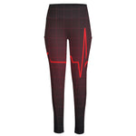 Red Heartbeat Print High-Waisted Pocket Leggings