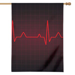 Red Heartbeat Print House Flag