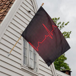 Red Heartbeat Print House Flag