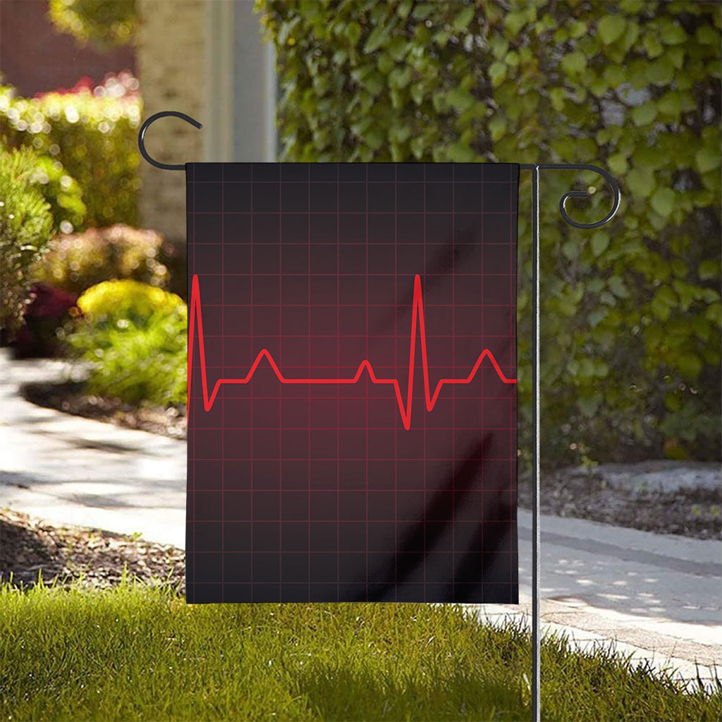 Red Heartbeat Print House Flag