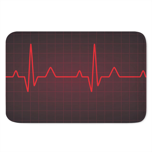 Red Heartbeat Print Indoor Door Mat