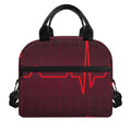 Red Heartbeat Print Insulated Lunch Bag