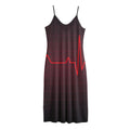 Red Heartbeat Print Jersey Midi Cami Dress
