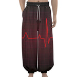 Red Heartbeat Print Lantern Pants
