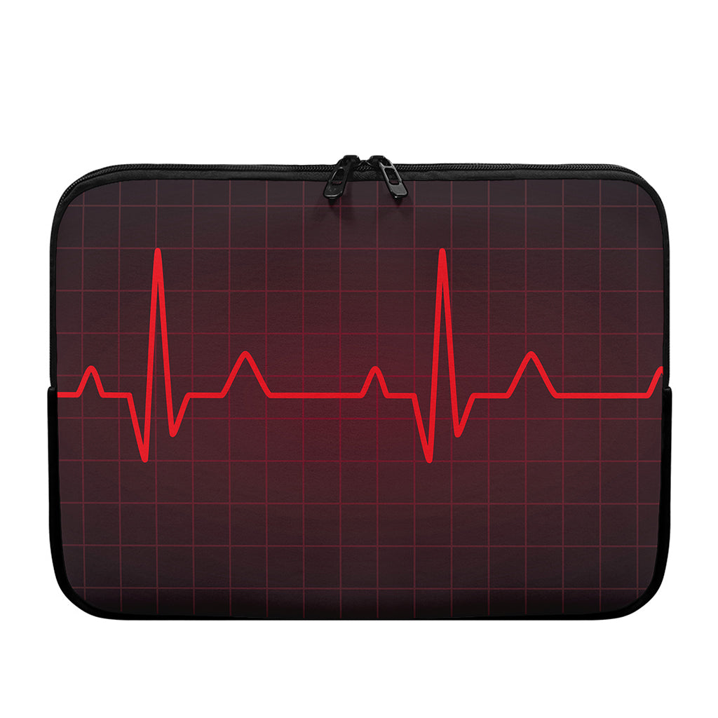 Red Heartbeat Print Laptop Sleeve