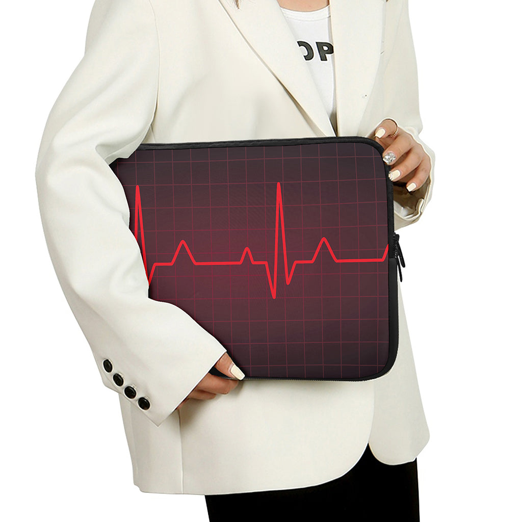 Red Heartbeat Print Laptop Sleeve