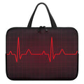 Red Heartbeat Print Laptop Sleeve With Handle