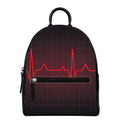 Red Heartbeat Print Leather Backpack