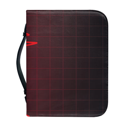 Red Heartbeat Print Leather Bible Cover
