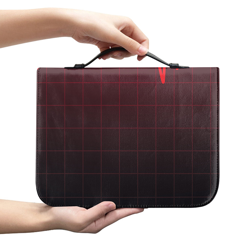 Red Heartbeat Print Leather Bible Cover