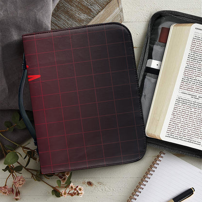 Red Heartbeat Print Leather Bible Cover