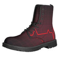 Red Heartbeat Print Lace-Up Boots