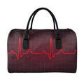 Red Heartbeat Print Leather Duffel Bag