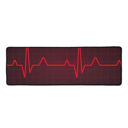 Red Heartbeat Print Long Kitchen Mat