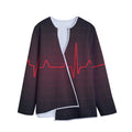 Red Heartbeat Print Long Sleeve Short Coat