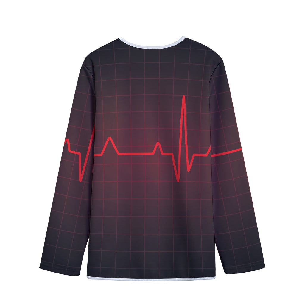 Red Heartbeat Print Long Sleeve Short Coat