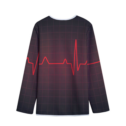 Red Heartbeat Print Long Sleeve Short Coat