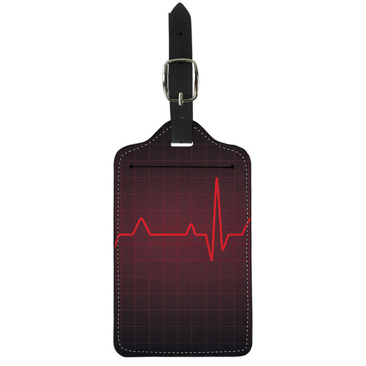Red Heartbeat Print Luggage Tag