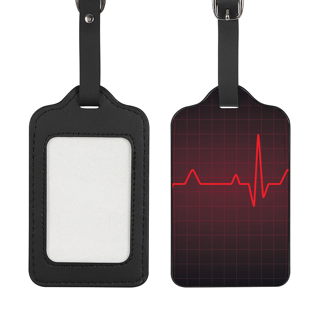 Red Heartbeat Print Luggage Tag