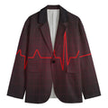 Red Heartbeat Print Men's Blazer