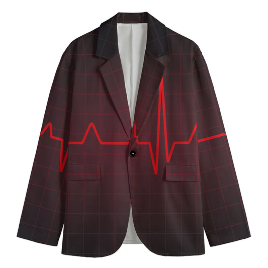 Red Heartbeat Print Men's Blazer