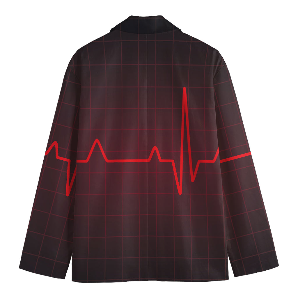 Red Heartbeat Print Men's Blazer
