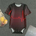 Red Heartbeat Print Men's Bodysuit