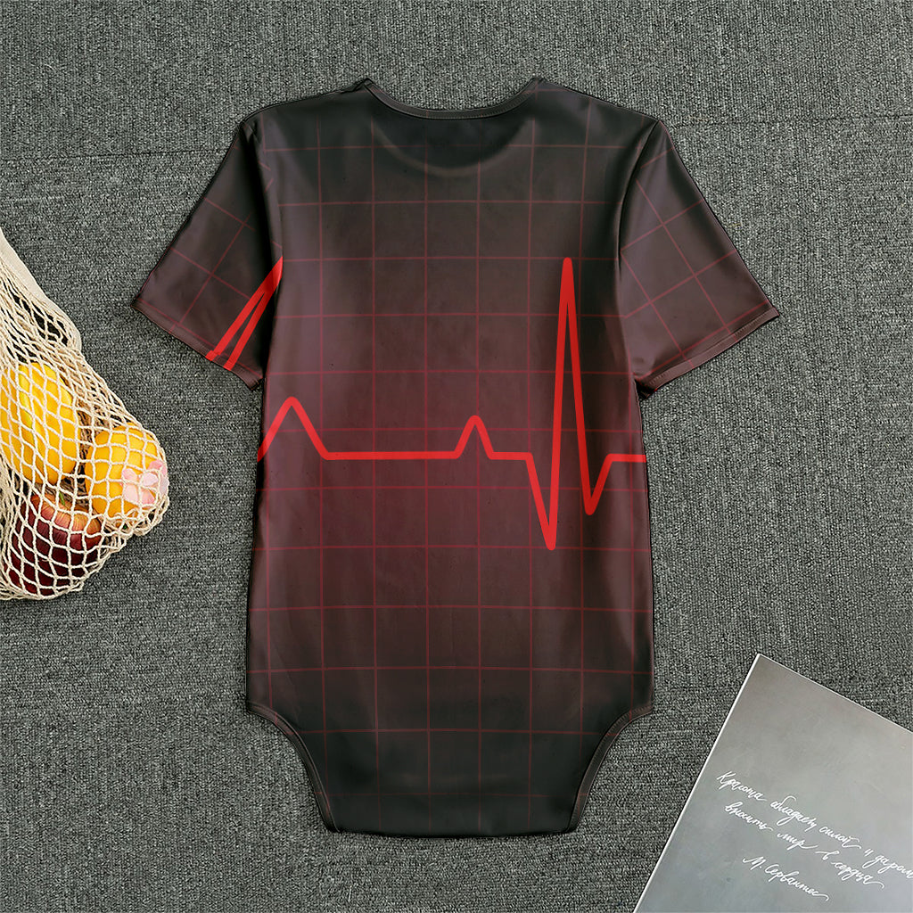 Red Heartbeat Print Men's Bodysuit