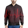 Red Heartbeat Print Men's Bomber Jacket