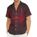 Red Heartbeat Print Men's Deep V-Neck Shirt